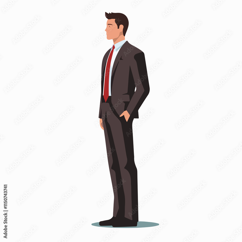 Professional flat design businessman standing profile icon vector illustration Professional flat design businessman standing profile icon vector illustration