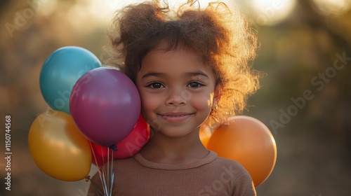 Celebrating joy with colorful balloons in a sunny outdoor setting