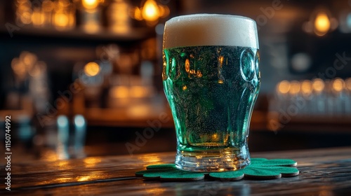 Bright green drinks on wooden table during sunset celebration in cozy venue