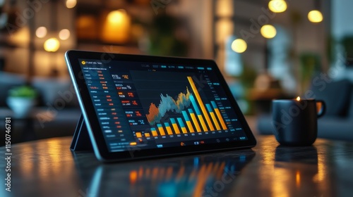 Digital trading display showcases market trends at night in a vibrant city