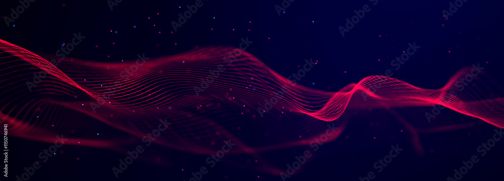 Fototapeta premium Technology background. Data stream. Movement of luminous lines on dark background. 3d