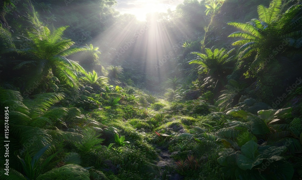 Fototapeta premium sun rays through the forest