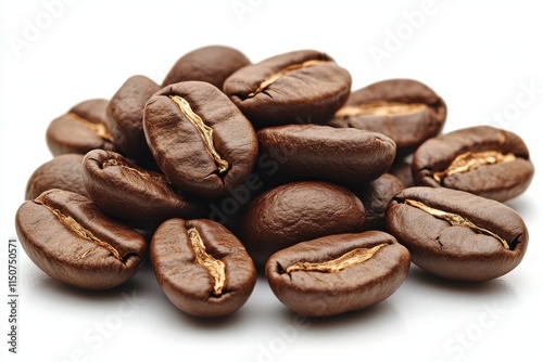 Coffee beans stacked in an artistic arrangement for a creative display