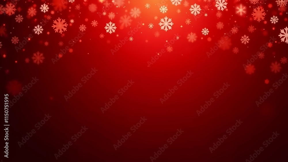 Red Christmas Background with Snowflakes