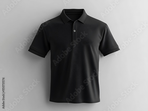 Classic Black Polo Shirt on a Light Gray Background with Minimal Detail
