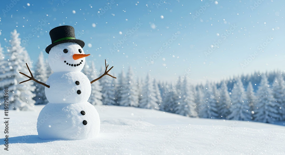 Fototapeta premium Background wallpaper of a snowman in snow - winter card