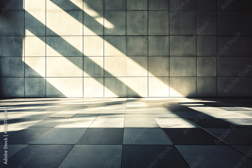 Obraz premium Sunlit Empty Room with Tiled Floor