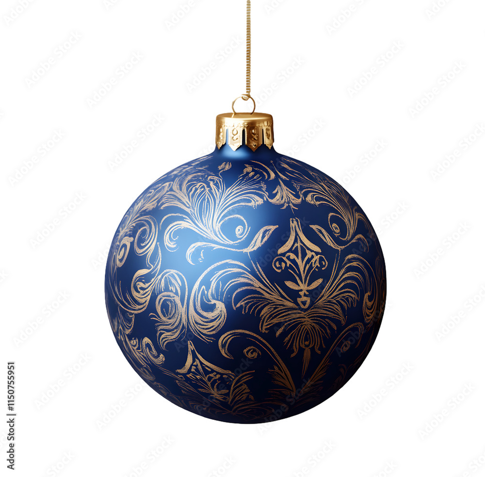 Elegant blue Christmas ornament with intricate golden patterns for festive decoration