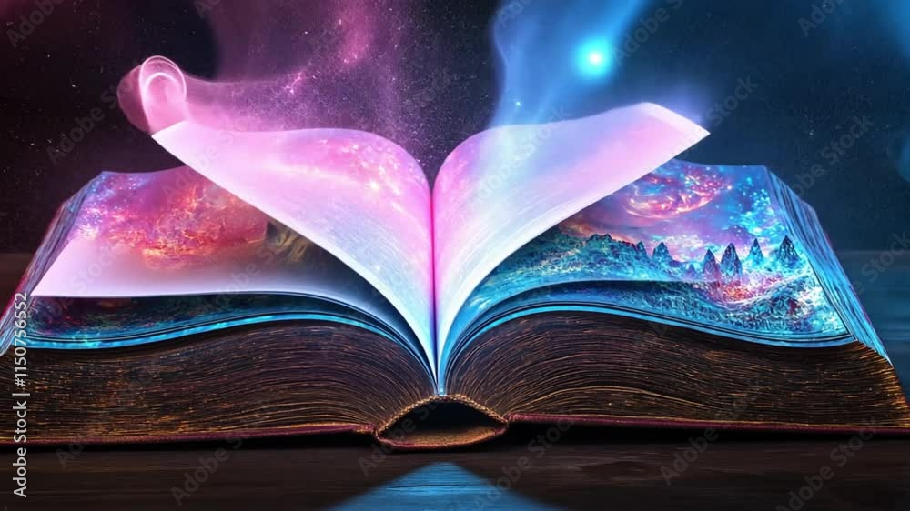Magic book with animation. World book day.