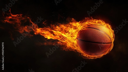 Fiery Basketball on a Black Background