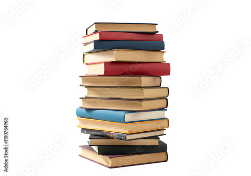 a stack of different book png, isolated on transparent background photo