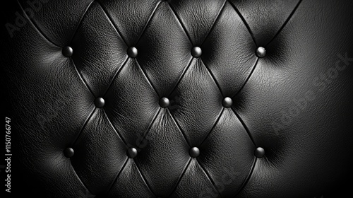 Black leather tufted upholstery texture with diamond pattern. photo