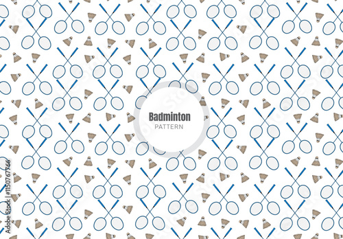 Doodle badminton seamless pattern with hand drawn shuttlecock and dots. Vector sport background for textile