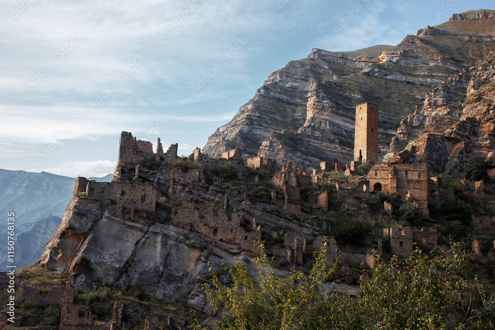 Fototapeta premium ancient city in the mountains, Republic of Dagestan, Russia. Old Kahib.