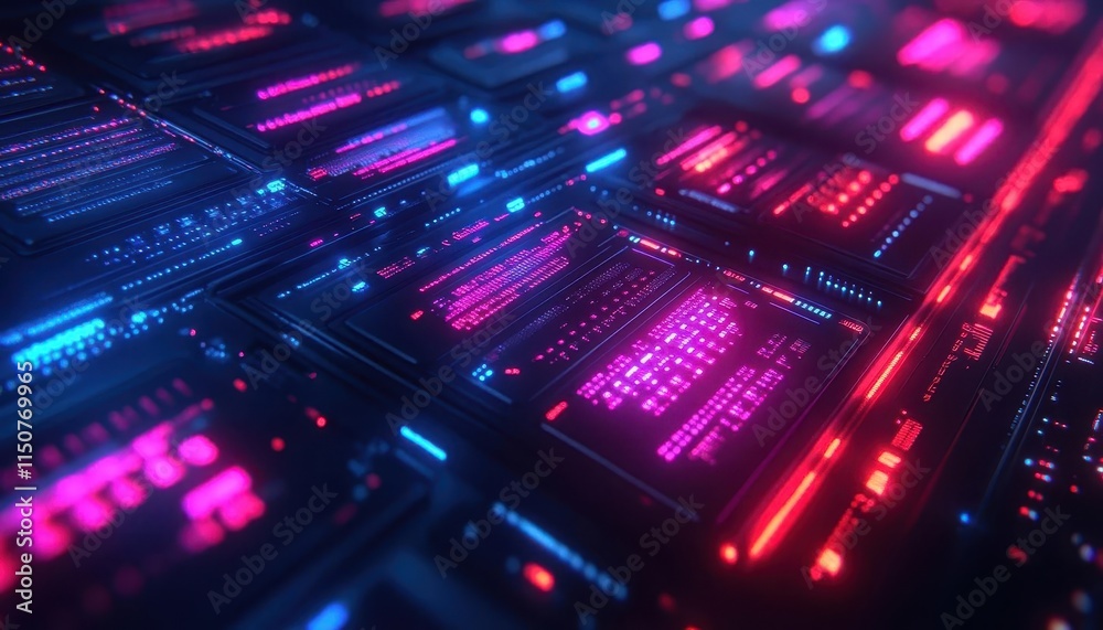 Online security setup with vibrant data streams, sleek design, soft lighting Online security setup with vibrant data streams, sleek design, soft lighting