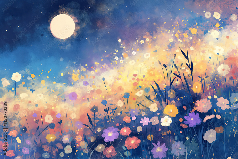 A Dreamy Watercolor of a Glowing Meadow Filled with Soft, Magical Light A Dreamy Watercolor of a Glowing Meadow Filled with Soft, Magical Light