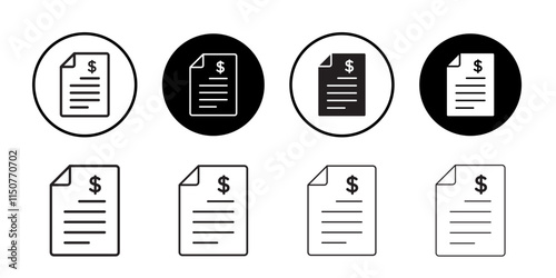 Bank statement icon Flat art in black and white isolated