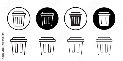 Bin icon Flat art in black and white isolated