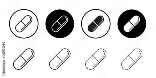 Capsule icon Flat art in black and white isolated
