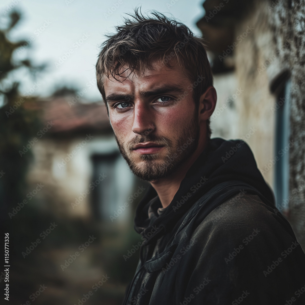 Fototapeta premium Hyperrealistic Photography Portrait European Man