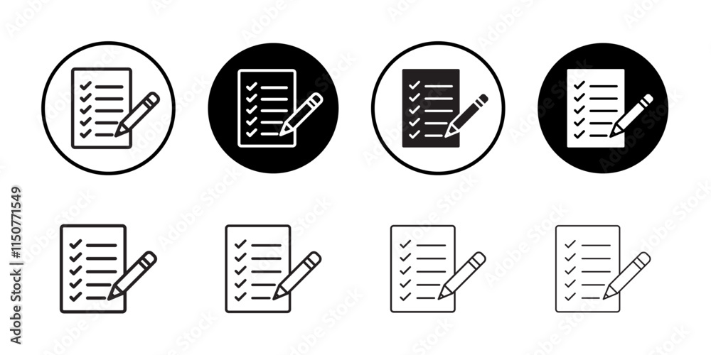 Exam icon Flat art in black and white isolated Exam icon Flat art in black and white isolated