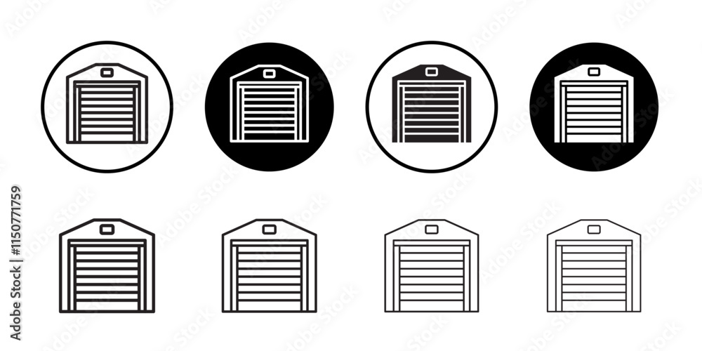 Garage icon Flat art in black and white isolated Garage icon Flat art in black and white isolated