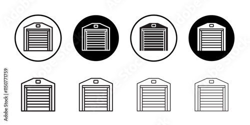 Garage icon Flat art in black and white isolated