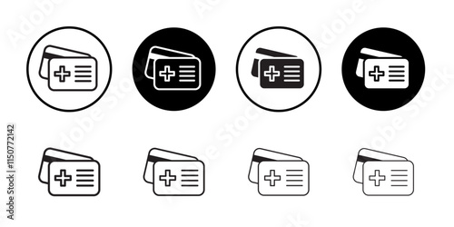 Insurance card icon Flat art in black and white isolated