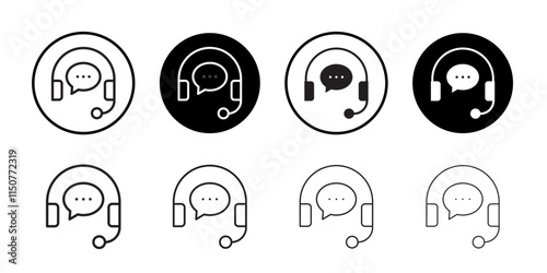 Live chat icon Flat art in black and white isolated