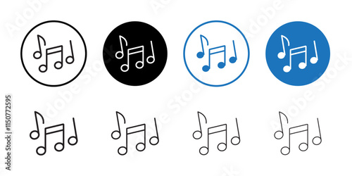 Music note icon Flat art in black and white isolated