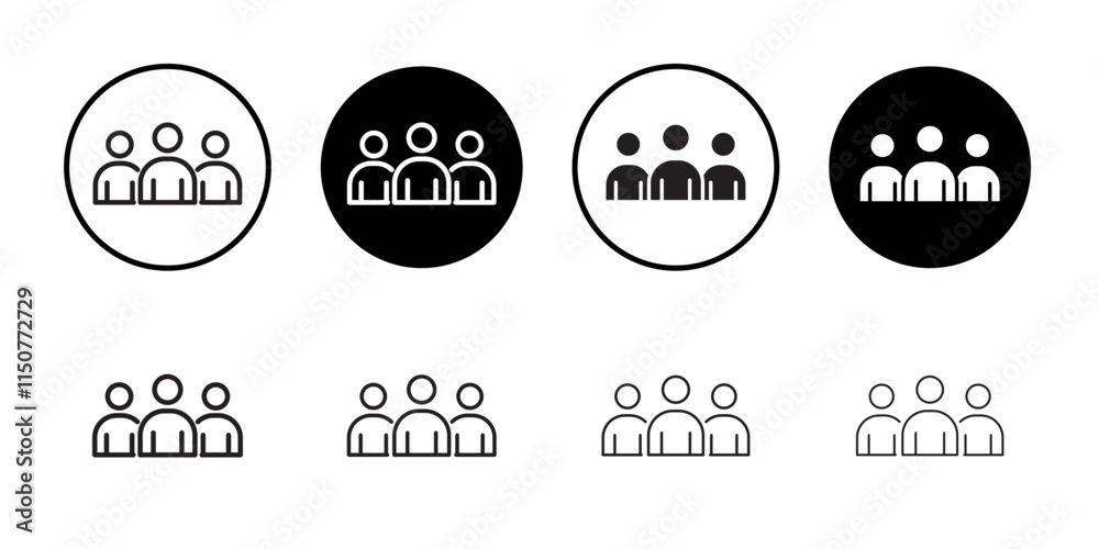 Obraz premium People group icon Flat art in black and white isolated