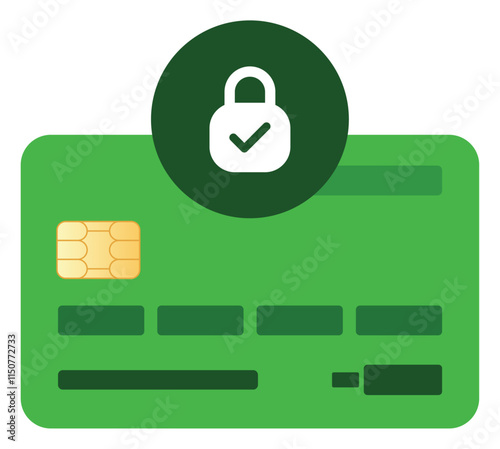 Green Simple Debit Card with Lock Icon