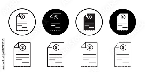 Receipt icon Flat art in black and white isolated