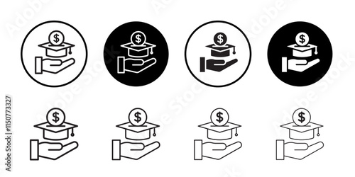 Scholarship fund icon Flat art in black and white isolated
