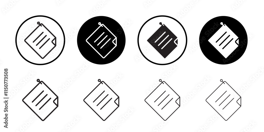 Sticky note icon Flat art in black and white isolated
