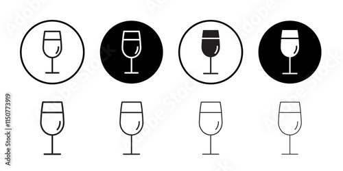 Wine glass icon Flat art in black and white isolated