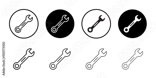 Wrench icon Flat art in black and white isolated