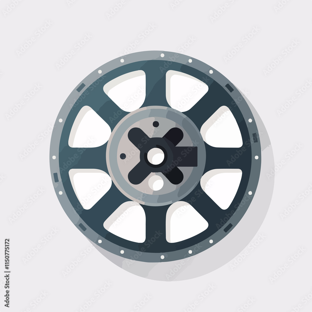 Fototapeta premium Flat Design Film Reel Icon Vector Illustration for Multimedia and Video Production Websites