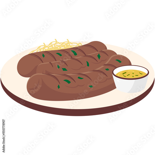 Delicious Apfelstrudel and Bratwurst: Traditional German Vector Art