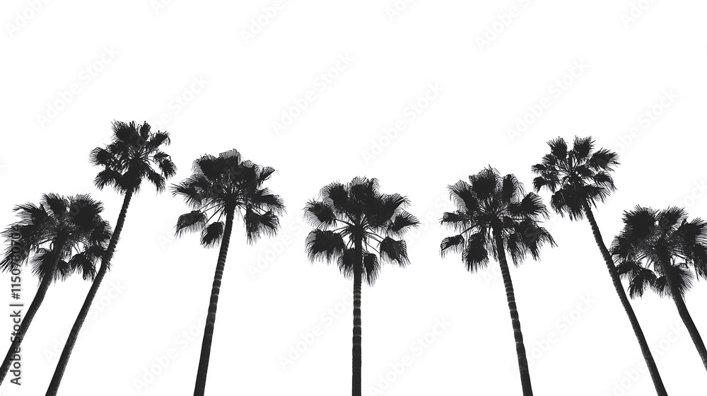 Fototapeta premium palm tree silhouette on white