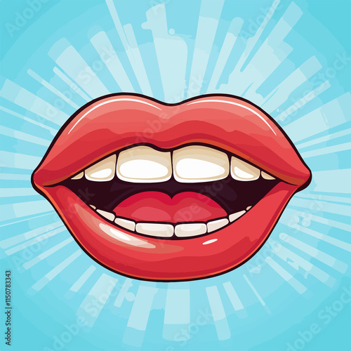 Humorous cartoon illustration of a mouth sticking out tongue for design projects photo