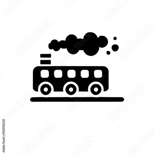 Vintage Steam Train Icon: A nostalgic silhouette of a steam train chugging along the tracks, emitting puffs of smoke.  