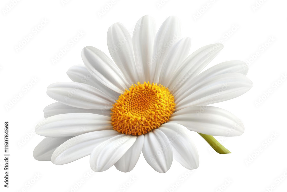 Obraz premium A Delicate White Daisy with a Yellow Center, a Beautiful Transparent Object of Nature