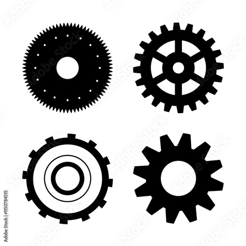 Cartoon vector collection of gear icons isolated on white background.	
