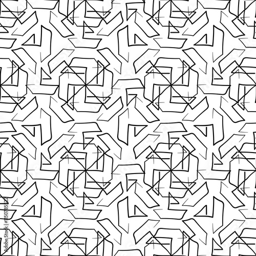 Seamless geometric pattern with boats in black and white 