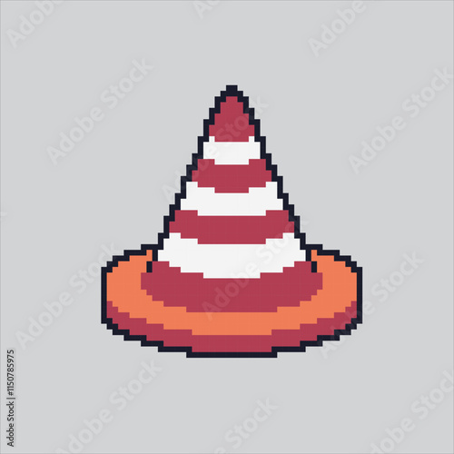 Pixel art illustration Traffic Cone. Pixelated Safeline. Traffic Cone Safe Line icon pixelated for the pixel art game and icon for website and video game. old school retro.