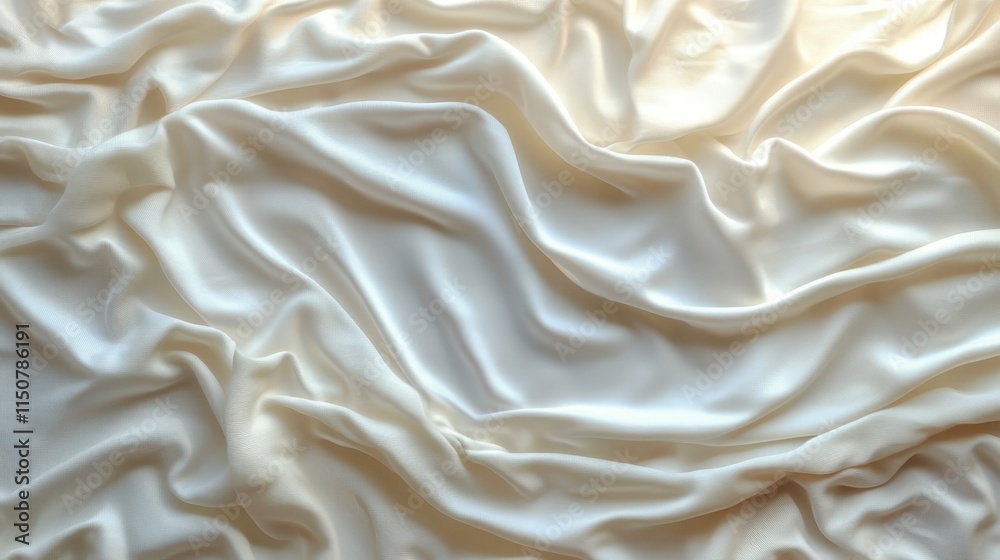 Draped creamy fabric with soft folds and wrinkles.