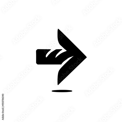 Arrow Icon: A bold, minimalist black arrow icon points to the right, featuring stylized leaves and a grounded base. Perfect for navigation, direction, and progress.  