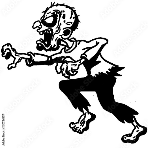 graffiti zombie man running