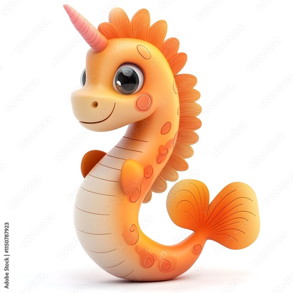 Fototapeta premium Cute 3D Seahorse Character